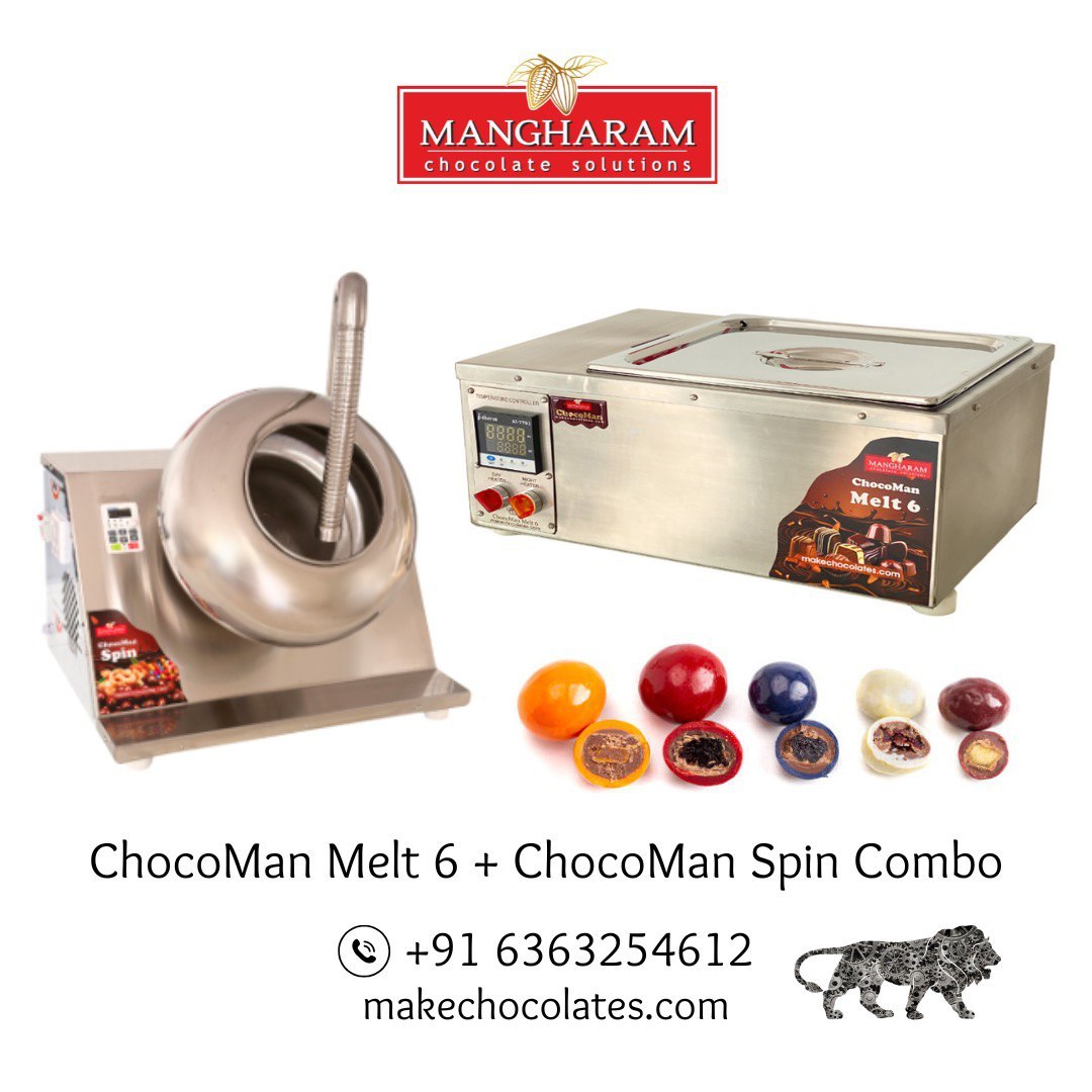 ChocoMan Spin Panning Machine & ChocoMan Melt 6 Chocolate Melter Combo