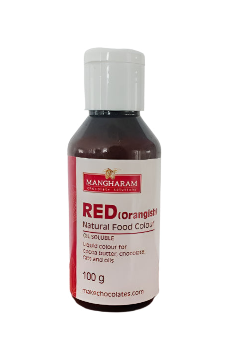 RED (Orangish) - Natural Food Oil Soluble Colour for Chocolate and Cocoa Butter ( 100g bottle )