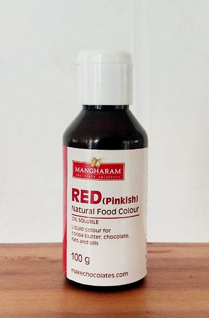 RED (Pinkish) - Natural Food Oil Soluble Colour for Chocolate and Cocoa Butter ( 100g bottle )