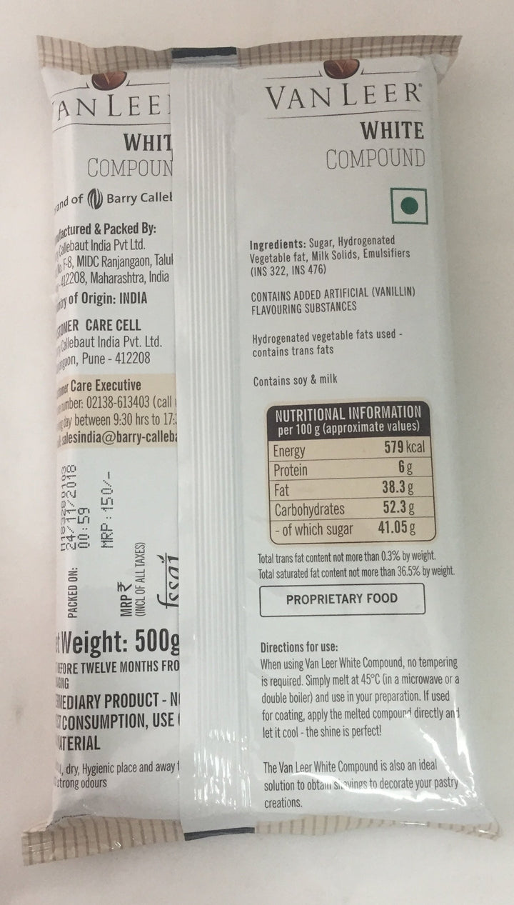 Van Leer White Choco Compound (500g) 10 Kg Box - Mangharam Chocolate Solutions