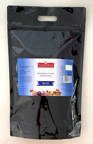 Mangharam Chocolate & Cream soluble Colour BLUE-1 Kg Standipack - Mangharam Chocolate Solutions