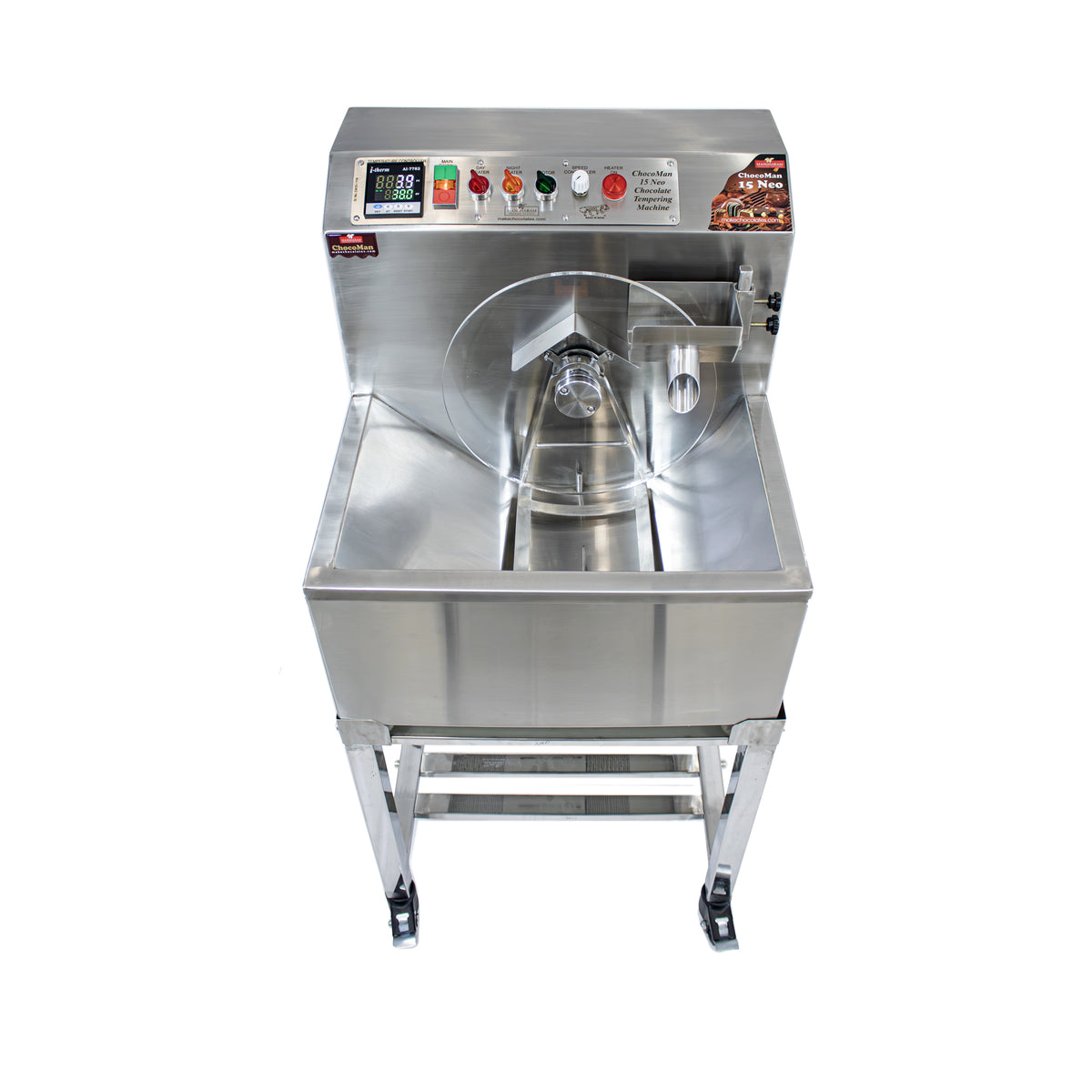 Choc Machine ChocoMan 15 Neo Chocolate Machine with SS Trolley – Mangharam Chocolate ...