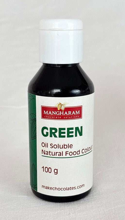 GREEN - Natural Food Oil Soluble Colour for Chocolate and Cocoa Butter ( 100g bottle )