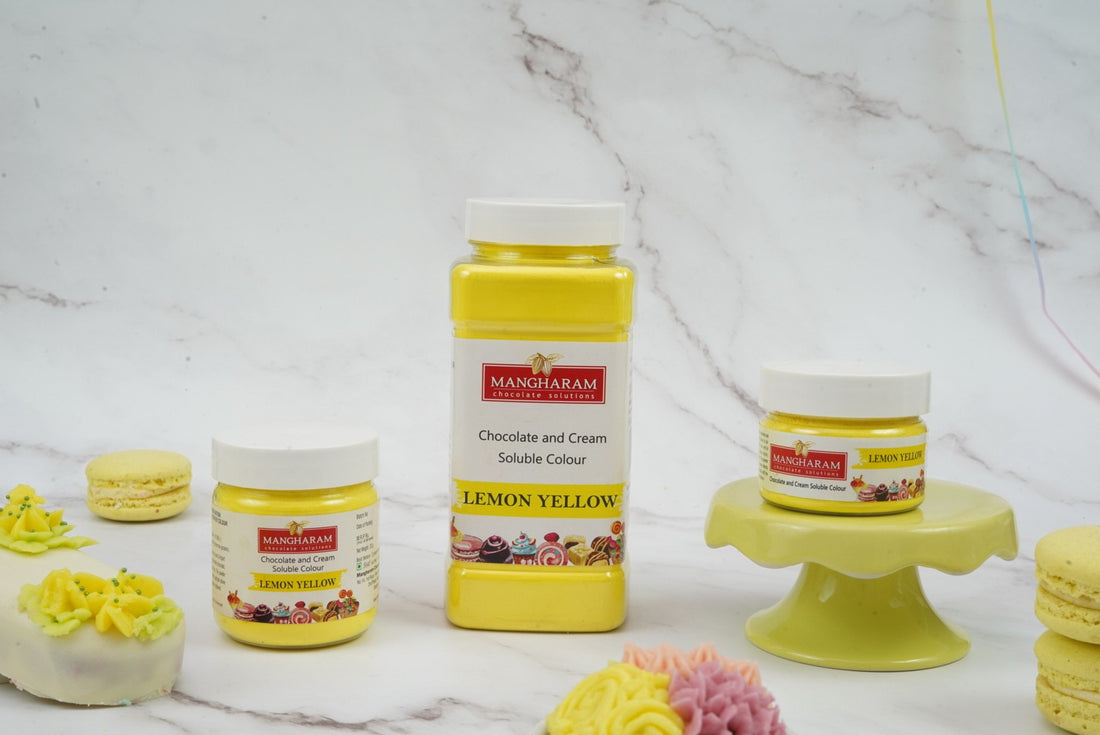 Mangharam Chocolate & Cream soluble Colour LEMON YELLOW - 100 gms Jar