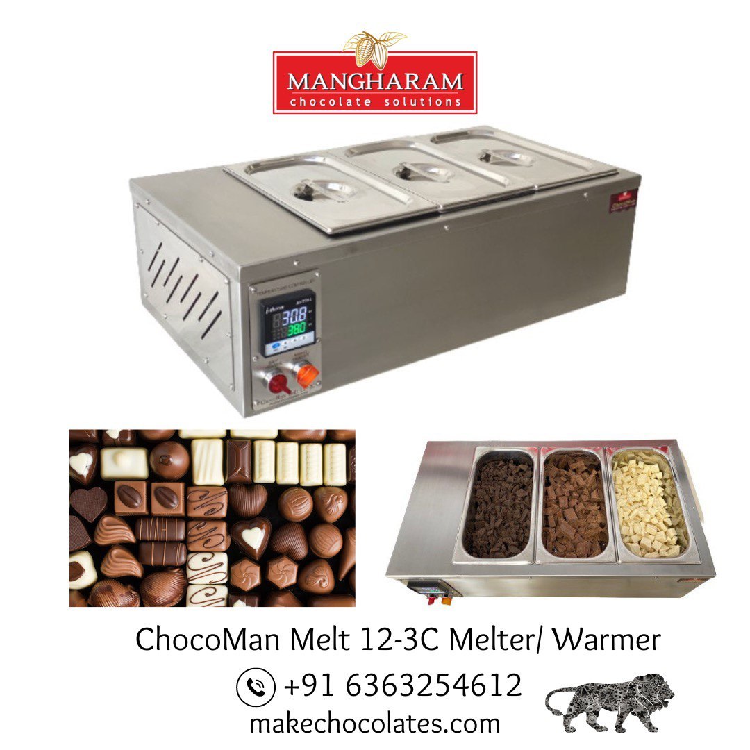 ChocoMan Melt 12-3C, 3 Tub 12 Kg Chocolate Melter / Warmer with Night Heat Mode