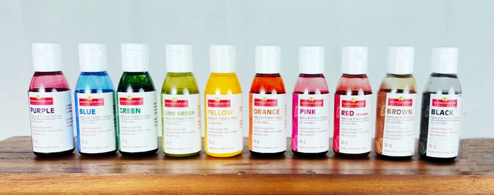 Natural Food Oil Soluble Colour for Chocolate and Cocoa Butter 20g Bottle - Set of 10 Colours