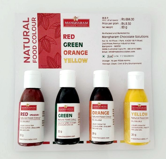 Natural Food Oil Soluble Colour for Chocolate and Cocoa Butter - Set 1