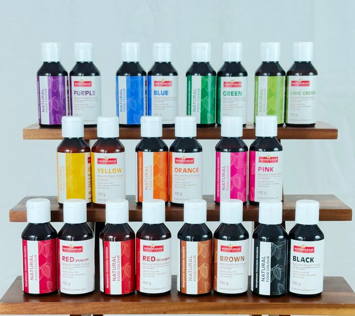 Natural Food Oil Soluble Colour for Chocolate and Cocoa Butter 100g Bottle - Set of 11 Colours