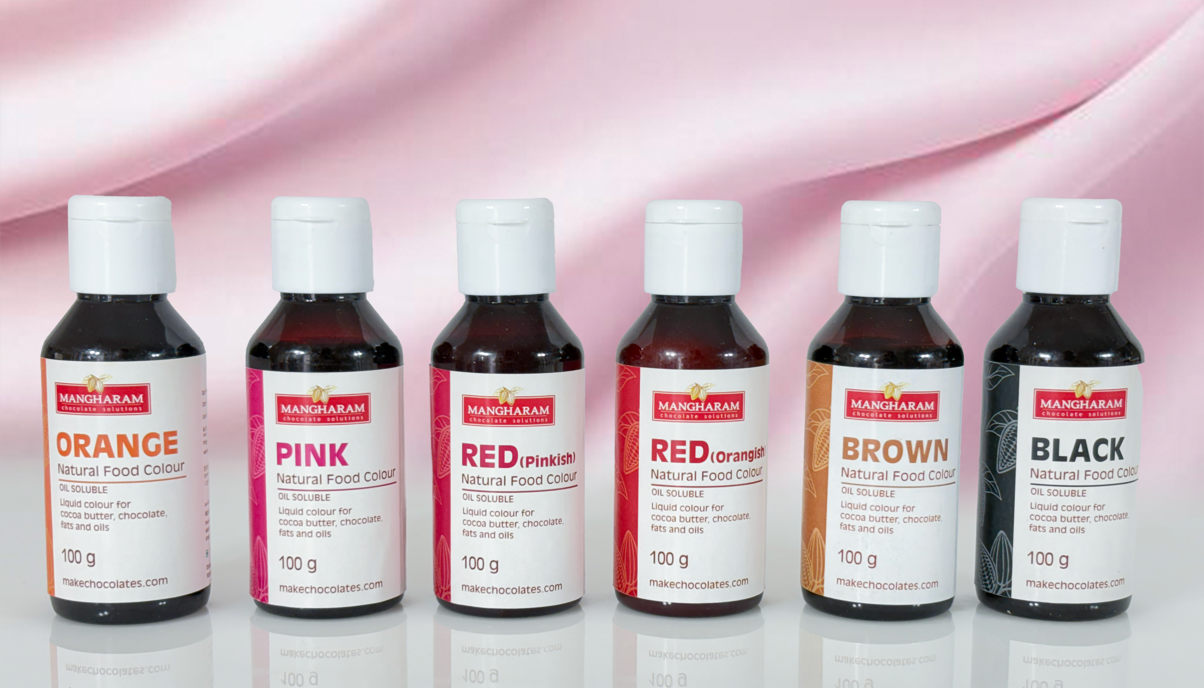 Natural Food Oil Soluble Colour for Chocolate and Cocoa Butter 100g Bottle - Set of 11 Colours