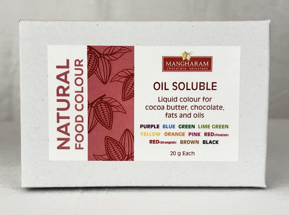Natural Food Oil Soluble Colour for Chocolate and Cocoa Butter 20g Bottle - Set of 11 Colours