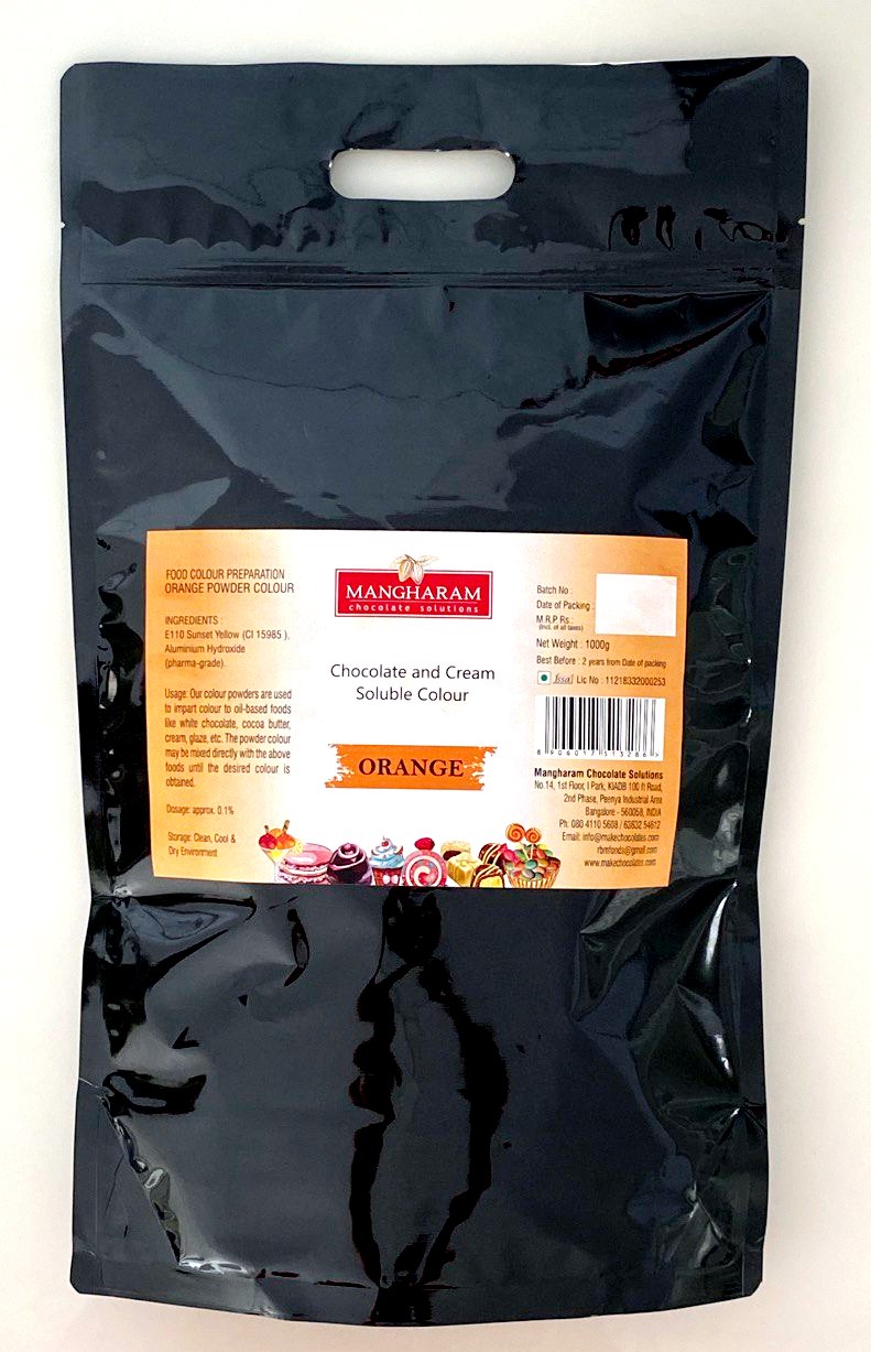 Mangharam Chocolate & Cream soluble Colour ORANGE - 1 kg Standipack