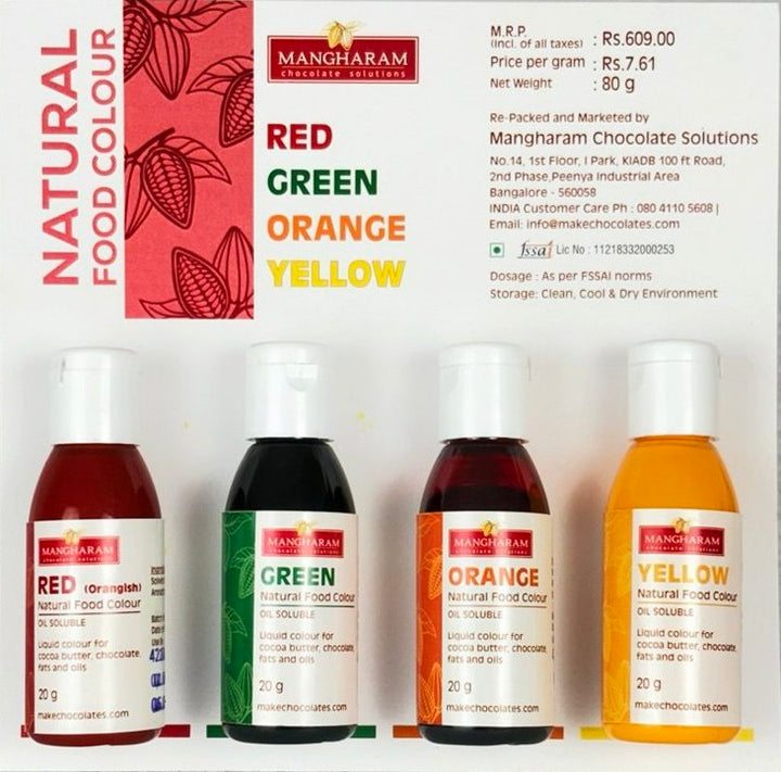 Natural Food Oil Soluble Colour for Chocolate and Cocoa Butter - Set 1