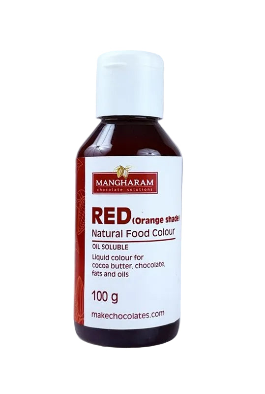 RED (Orangish) - Natural Food Oil Soluble Colour for Chocolate and Cocoa Butter ( 100g bottle )