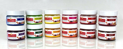 Mangharam Chocolate & Cream Soluble Colours - Set of 12 different colours of 10g each - Mangharam Chocolate Solutions