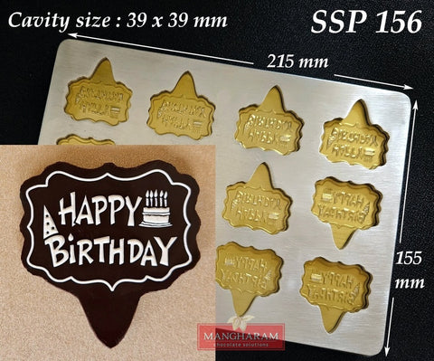 Happy Birthday Chocolate Cake Topper Mould SSP 156 from Mangharam