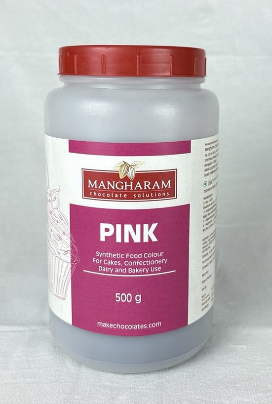 PINK - Mangharam Synthetic Food Colour Powder combo for Bakery, Cake, Sugar Confectionery ( 500g Bottle )