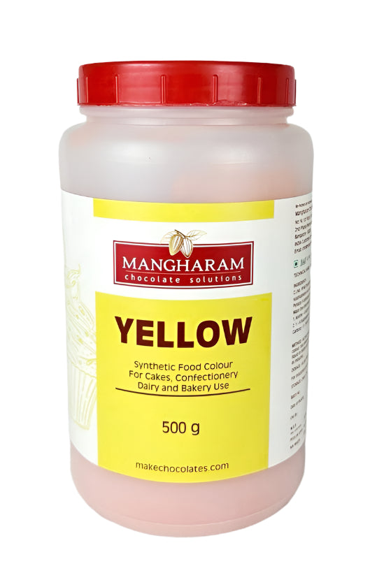 YELLOW - Mangharam Synthetic Food Colour Powder combo for Bakery, Cake, Sugar Confectionery ( 500g Bottle ) (Copy) (Copy)