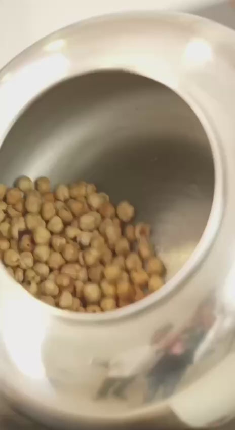 Video showcasing pastel colour chocolate coating of hazelnuts, almonds cashews, savory and spice mixing of nuts, seeds and berries and sugar coating of fennel seeds all made in ChocoMan Mini Spin from Mangharam