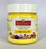 Mangharam Chocolate Colour LEMON YELLOW - 25 gms Jar - Mangharam Chocolate Solutions