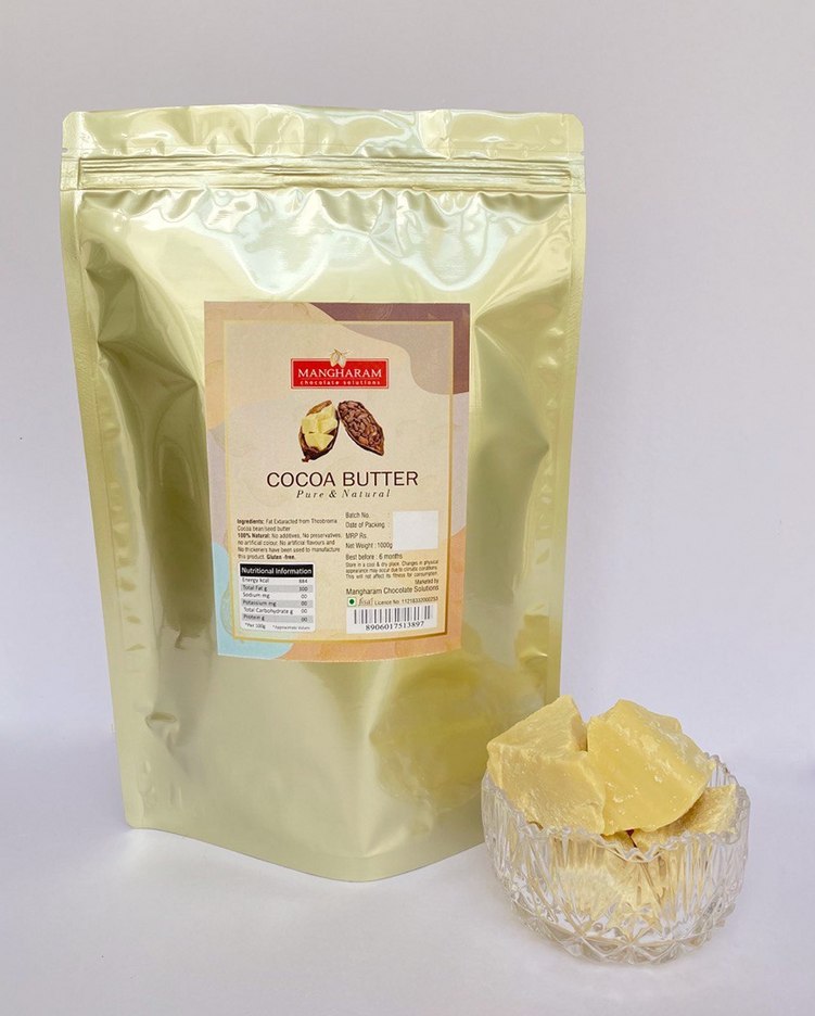 Mangharam PURE COCOA BUTTER for Chocolate & Cosmetics - 1 kg pack