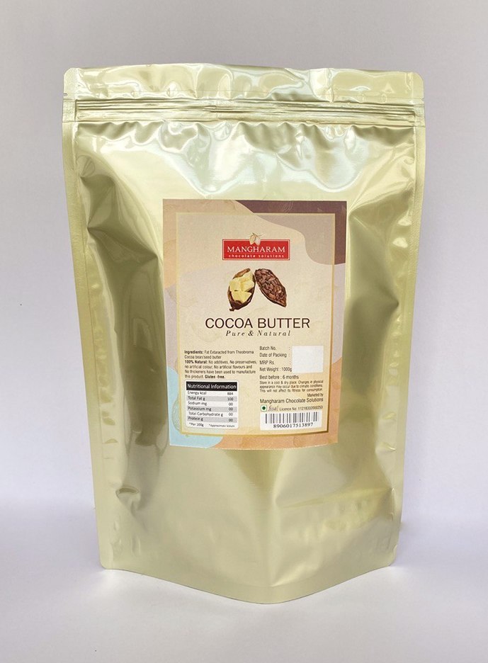 Mangharam PURE COCOA BUTTER for Chocolate & Cosmetics - 1 kg pack