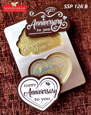 Mangharam Chocolate Cake Topper Mould SSP 126B Happy Anniversary Message