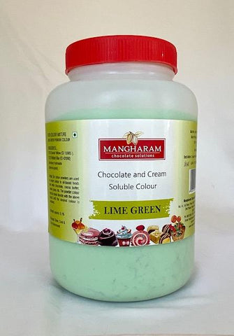 Mangharam Chocolate Colour LIME GREEN - 500 gms Jar - Mangharam Chocolate Solutions