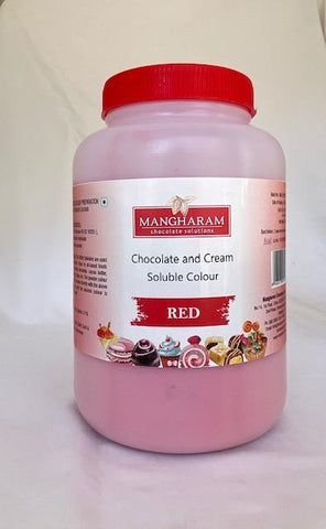 Mangharam Chocolate Colour RED - 500 gms Jar - Mangharam Chocolate Solutions