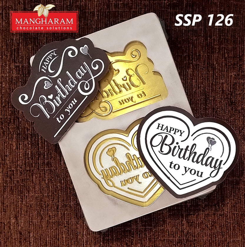 Mangharam Chocolate Cake Topper Mould SSP 126A Happy Birthday Message