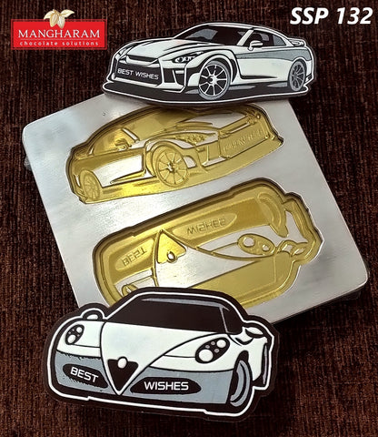 Mangharam Chocolate Sports Cars Cake Topper Mould SSP 132 Best Wishes Message